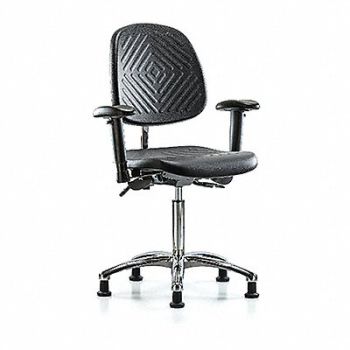 BLUE RIDGE ERGONOMICS Poly CR Chair Med Md Bk AA Stat Blk, 358L62