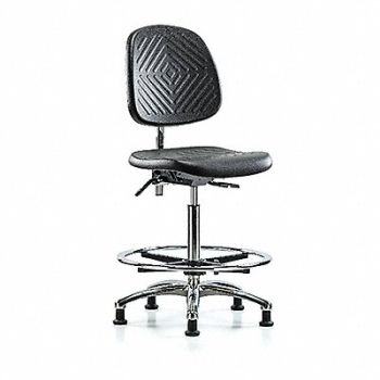 BLUE RIDGE ERGONOMICS Poly CR Chair High Med Back Stat Blk, 358L76