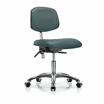 BLUE RIDGE ERGONOMICS Vinyl Clean Room Chair Low Cast Blue, 358P58