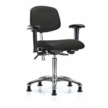 BLUE RIDGE ERGONOMICS Vinyl CR Chair Med AA Stat Blk, 358W67
