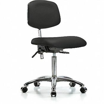 BLUE RIDGE ERGONOMICS Vinyl Clean Room Chair Med Cast Blk, 358Y07