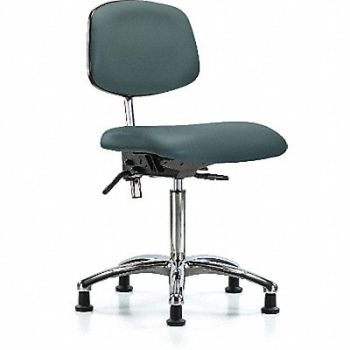 BLUE RIDGE ERGONOMICS Vinyl Clean Room Chair Med Stat Blue, 358Y55