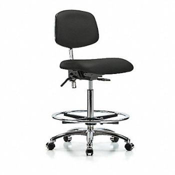 BLUE RIDGE ERGONOMICS Vinyl CR Chair Hi Tilt FR Cast Blk, 359A85