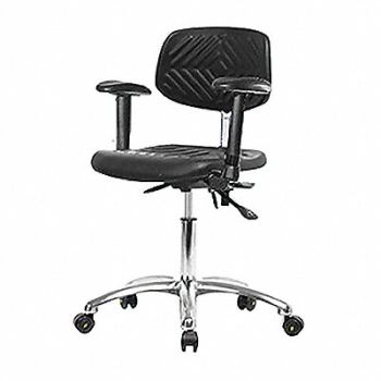 BLUE RIDGE ERGONOMICS Poly ESD Chair Low Tilt Arms Casters, 359F80
