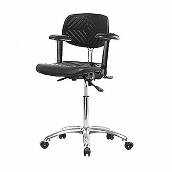 BLUE RIDGE ERGONOMICS Poly ESD Chair Med Tilt Arms Casters, 359F88