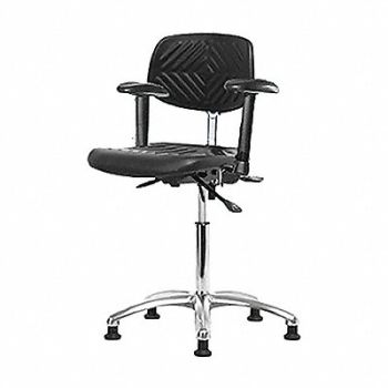 BLUE RIDGE ERGONOMICS Poly ESD Chair Med Tilt Arms Glides, 359F89