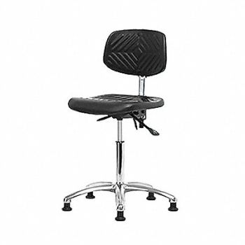 BLUE RIDGE ERGONOMICS Poly ESD Chair Med Bench Tilt Glides, 359F93