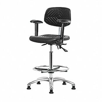 BLUE RIDGE ERGONOMICS Poly ESD Chair High FR Arms Glides, 359G10