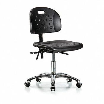 BLUE RIDGE ERGONOMICS Poly Chair Chrome Low Casters Black, 359H10