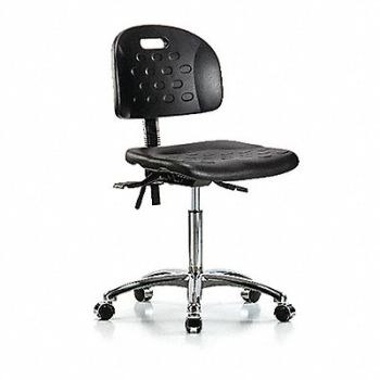 BLUE RIDGE ERGONOMICS Poly Chair Chrome Med Casters Black, 359H24