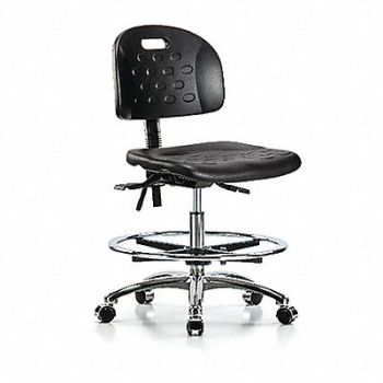 BLUE RIDGE ERGONOMICS Poly Chair Chrome Med FR Cast Black, 359H26