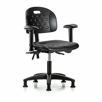 BLUE RIDGE ERGONOMICS Poly Chair Low Arms Glides Black, 359H41