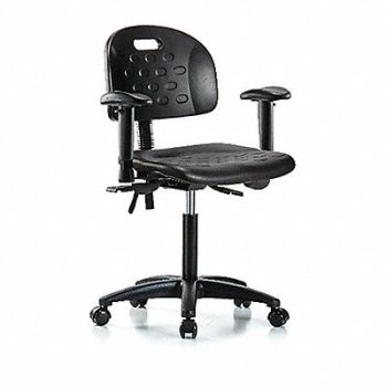 BLUE RIDGE ERGONOMICS Poly Chair Med Arms Casters Black, 359H56