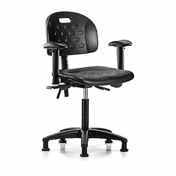 BLUE RIDGE ERGONOMICS Poly Chair Med Arms Glides Black, 359H57