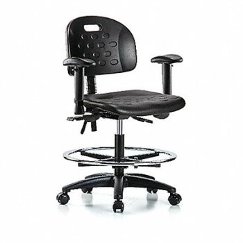 BLUE RIDGE ERGONOMICS Poly Chair Med AA FR Casters Black, 359H58