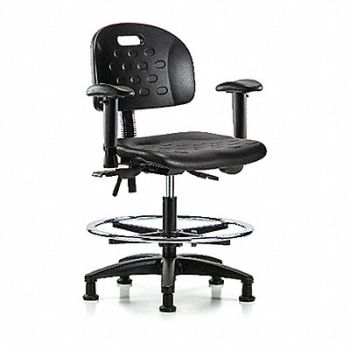 BLUE RIDGE ERGONOMICS Poly Chair Med Arms FR Glides Black, 359H59