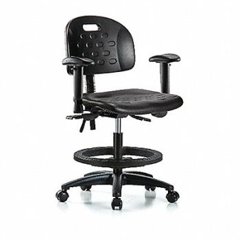 BLUE RIDGE ERGONOMICS Poly Chair Med AA FR Casters Black, 359H60