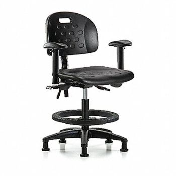 BLUE RIDGE ERGONOMICS Poly Chair Med Arms FR Glides Black, 359H61
