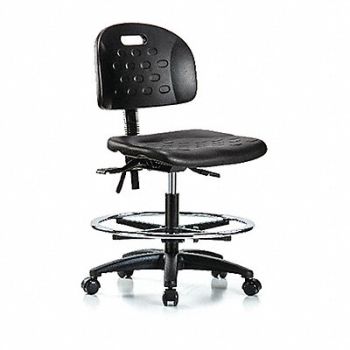 BLUE RIDGE ERGONOMICS Poly Chair Med FR Casters Black Poly, 359H64