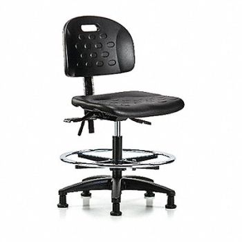 BLUE RIDGE ERGONOMICS Poly Chair Med FR Glides Black Poly, 359H65