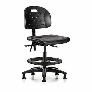 BLUE RIDGE ERGONOMICS Poly Chair Med FR Glides Black Poly, 359H67