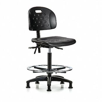 BLUE RIDGE ERGONOMICS Poly Chair High FR Glides Black Poly, 359H81