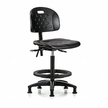 BLUE RIDGE ERGONOMICS Poly Chair High FR Glides Black Poly, 359H83