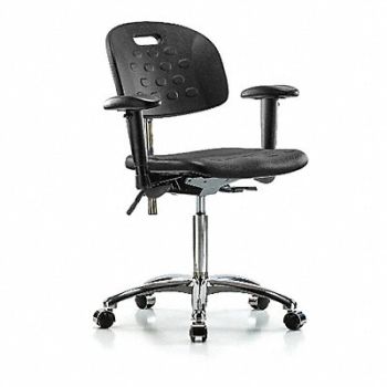 BLUE RIDGE ERGONOMICS Poly CR Chair Med Arms Casters Blk, 359J77