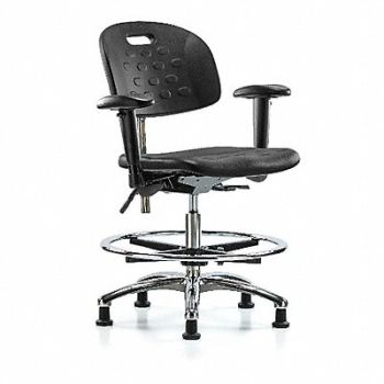 BLUE RIDGE ERGONOMICS Poly CR Chr Med Arms FR Glides Blk, 359J80