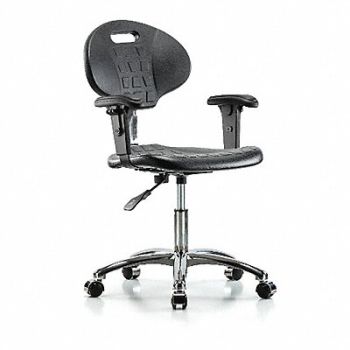 BLUE RIDGE ERGONOMICS Erie Poly CR Chr Desk Arms Cast Blk, 359J93