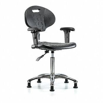 BLUE RIDGE ERGONOMICS Erie Poly CR Chr Med Arms Glides Blk, 359J98
