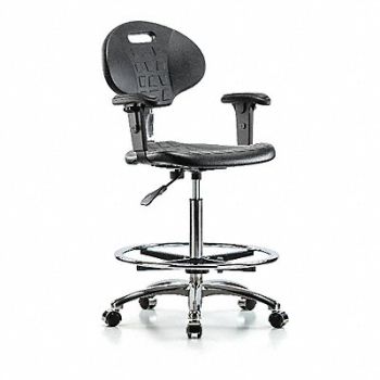BLUE RIDGE ERGONOMICS Erie Poly CR Chr Hi AA FR Cast Blk, 359K06