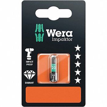 WERA TOOLS Impact Bit for Torx Screw TX20 x25mm, 359RC8