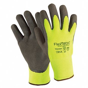 FLEXTECH Gloves Hi-Vis Sandy Latex Palm XL PR, 359VK5