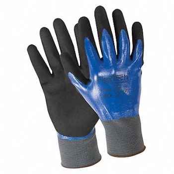 FLEXTECH Gloves Double Dip Sandy Nitrile S PR, 359VK8