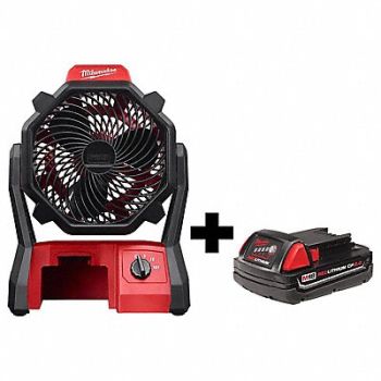 MILWAUKEE CordlessJobsiteFan M18REDLITHIUMBattery, 359WH7