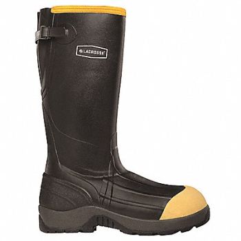 LACROSSE Rubber Boot Men s 9 Knee Black PR, 35GU63