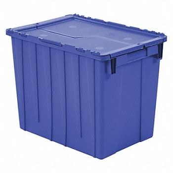 ORBIS J0286 Attached Lid Container Blue Solid HDPE, 35HX82