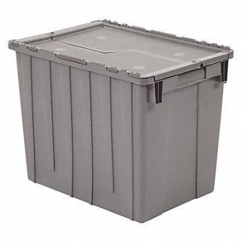 ORBIS J0286 Attached Lid Container Gray Solid HDPE, 35HX83