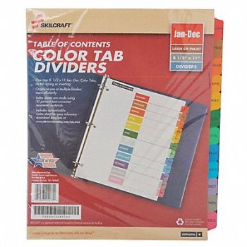 ABILITY ONE Binder Divider Preprinted Multicolor, 35KG88