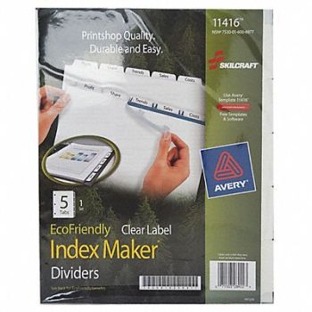 ABILITY ONE Binder Divider Print-On Labels White, 35KG90
