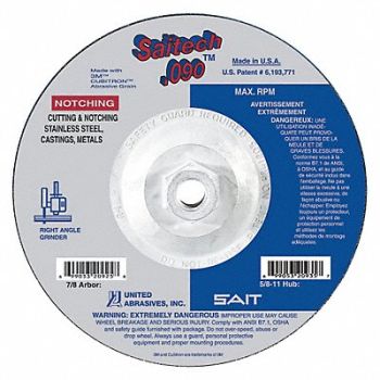 UNITED ABRASIVES-SAIT Abrsv Cut-Off Wheel T27 4-1/2in 5/8in-11, 35KH16