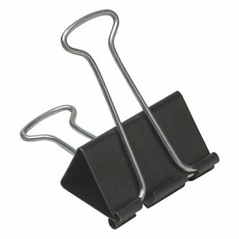 SKILCRAFT Binder Clip 2in. Steel Blk/Slvr PK12, 35KR82