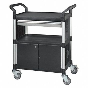 GRAINGER APPROVED Enclosed Cart Polypropylene Black 400lb, 35KT32