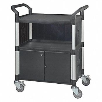 GRAINGER APPROVED Enclosed Cart Polypropylene Black 400lb, 35KT33