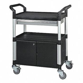 GRAINGER APPROVED Enclosed Cart Polypropylene Black 400lb, 35KT34