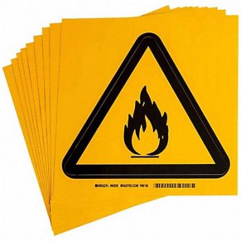 BRADY Label PS Vinyl 8inHx8inW Flam Mat PK10, 35RZ68