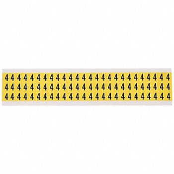 BRADY Number Label 4 Blk On Yllw 1/2inH, 35TA02