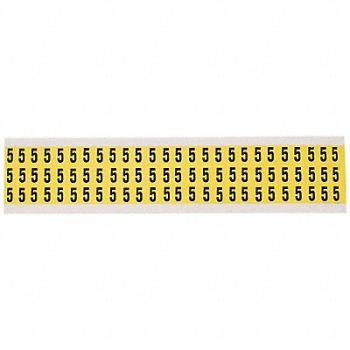 BRADY Number Label 5 Blk On Yllw 1/2inH, 35TA03