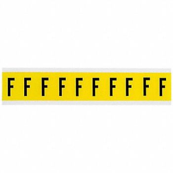 BRADY Letter Label F Blk On Yllw 1-1/2inH, 35TA05